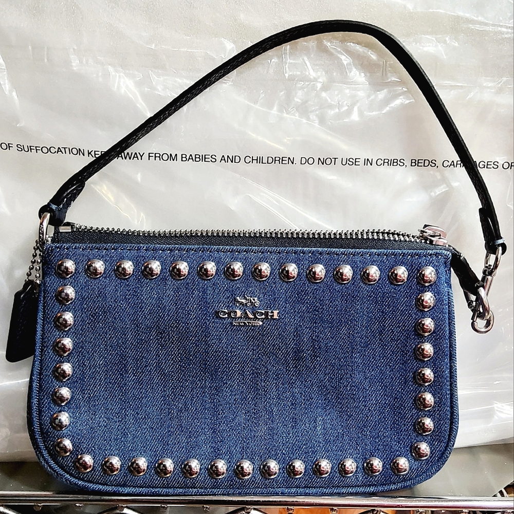 COACH BESTSELLER❗️NEW NOLITA 19 PURSE WITH RIVETS IN SILVER / DENIM - Picture 12 of 12